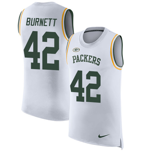 Nike Packers #42 Morgan Burnett White Men's Stitched NFL Limited Rush Tank Top Jersey - Click Image to Close